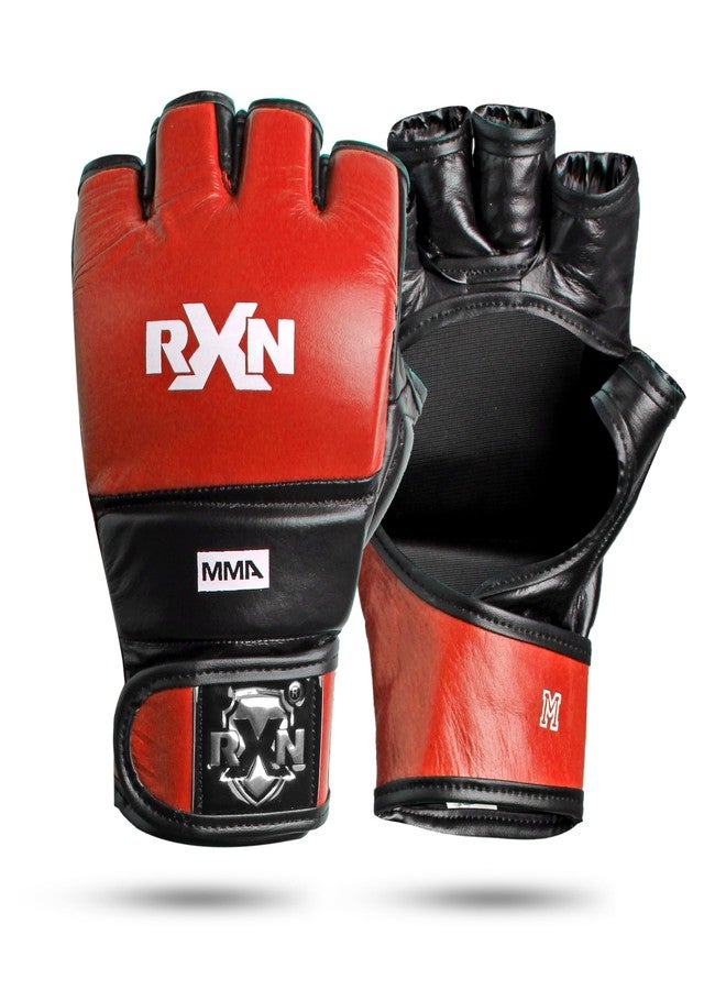 RXN Premium MMA Gloves for Men - Ultimate Kickboxing & Muay Thai Gear | Perfect for Light Sparring & Heavy Bag Training | Open-Palm Design for Maximum Grip & Comfort (Black/Red, L/XL) - Image 1