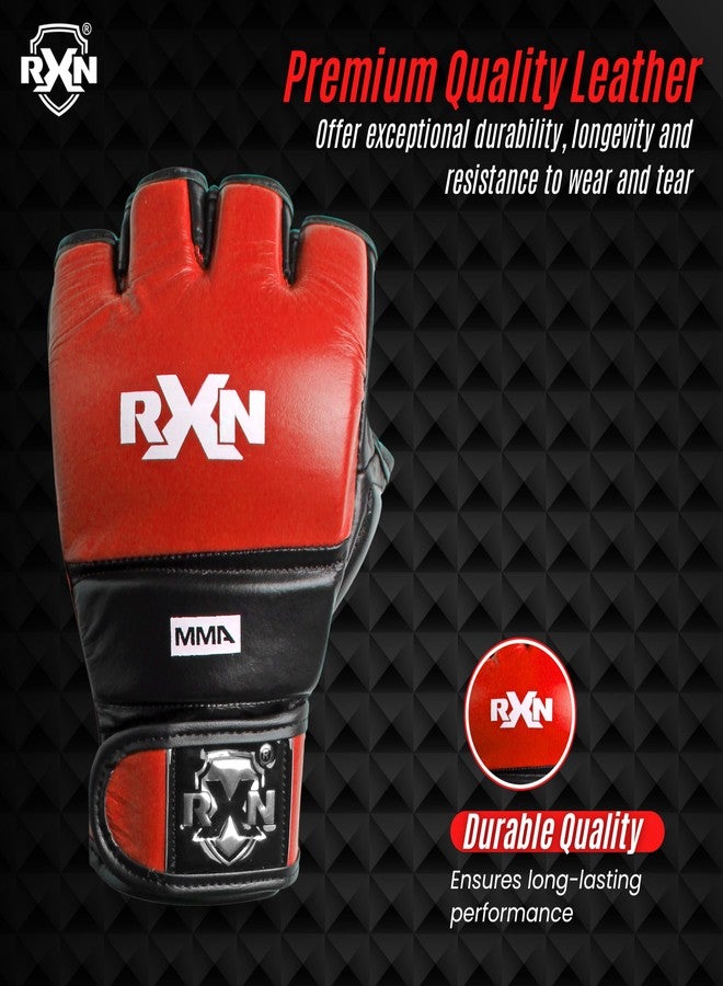 RXN Premium MMA Gloves for Men - Ultimate Kickboxing & Muay Thai Gear | Perfect for Light Sparring & Heavy Bag Training | Open-Palm Design for Maximum Grip & Comfort (Black/Red, L/XL) - Image 3