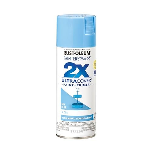 Rust-Oleum 334045 Painter's Touch 2X Ultra Cover Spray Paint, 12 oz, Gloss Spa Blue - Image 1