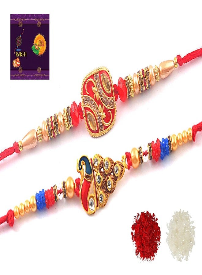 RA-Rock Rakhi For Brother Multicolor Designer Rakhi Combo Set of 2 for Family-148