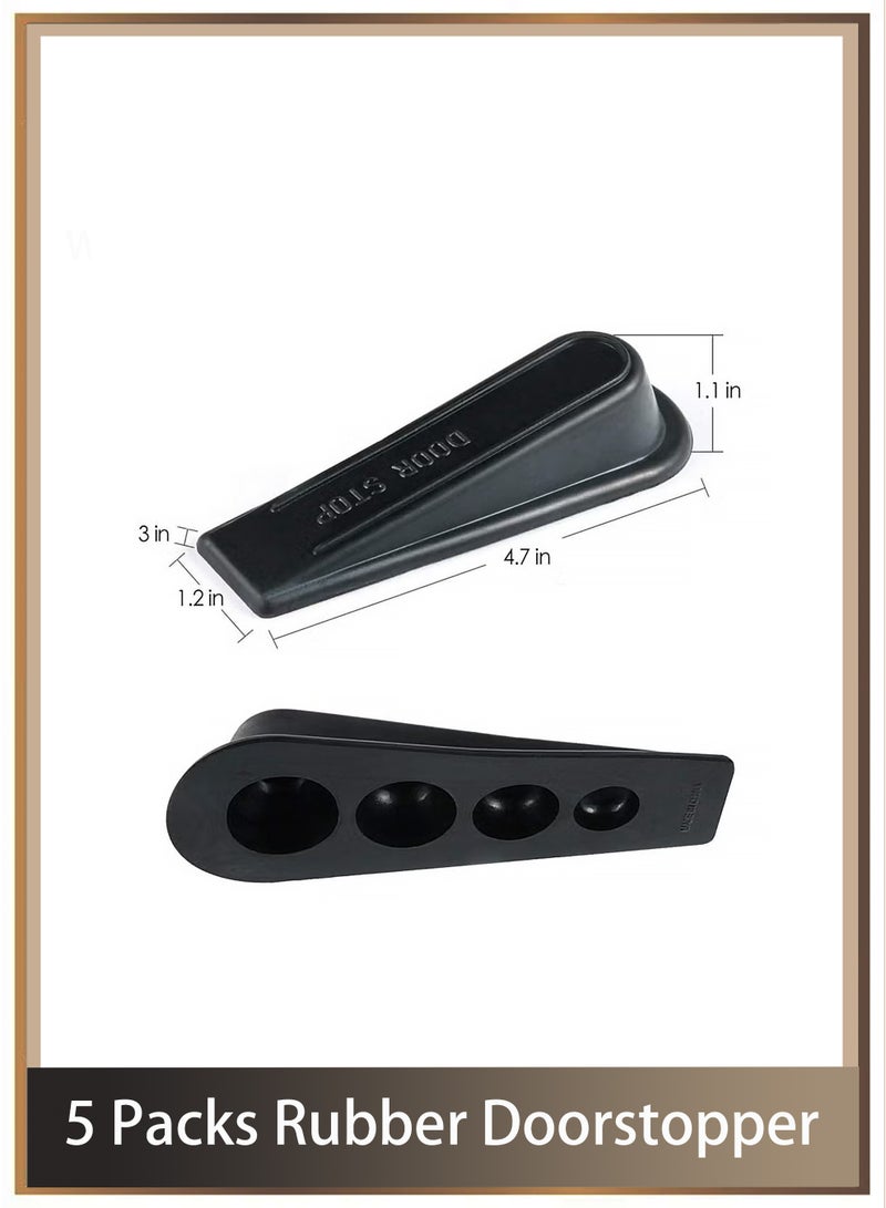 5 Packs Rubber Doorstopper, Door Draft Stopper, Wedge Suitable Doorstopper for All Floors Non-scratching and Anti-Slip Design, Door Bottom Draft Blocker Dust and Noise Insulation (Black) - Image 2
