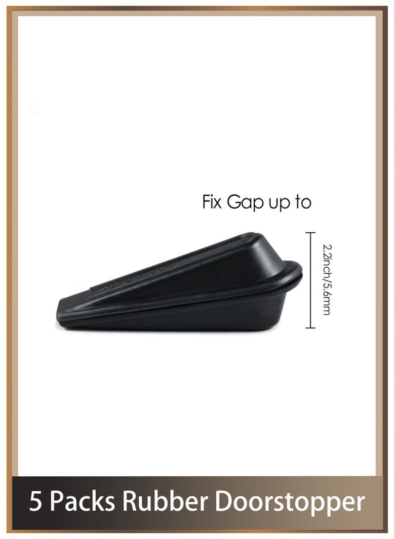 5 Packs Rubber Doorstopper, Door Draft Stopper, Wedge Suitable Doorstopper for All Floors Non-scratching and Anti-Slip Design, Door Bottom Draft Blocker Dust and Noise Insulation (Black) - Image 3
