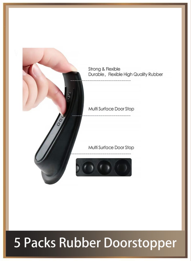 5 Packs Rubber Doorstopper, Door Draft Stopper, Wedge Suitable Doorstopper for All Floors Non-scratching and Anti-Slip Design, Door Bottom Draft Blocker Dust and Noise Insulation (Black) - Image 4