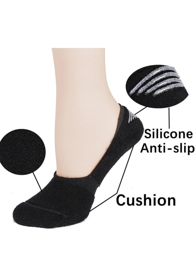 Diamond Toe 6 Pairs Mens Cushioned No-Show Sock - Combed Cotton Non-slip Loafer Sock - Invisible Liners - Size EU 40 to 45 (Black, Grey, White-6 Pairs) - Image 4