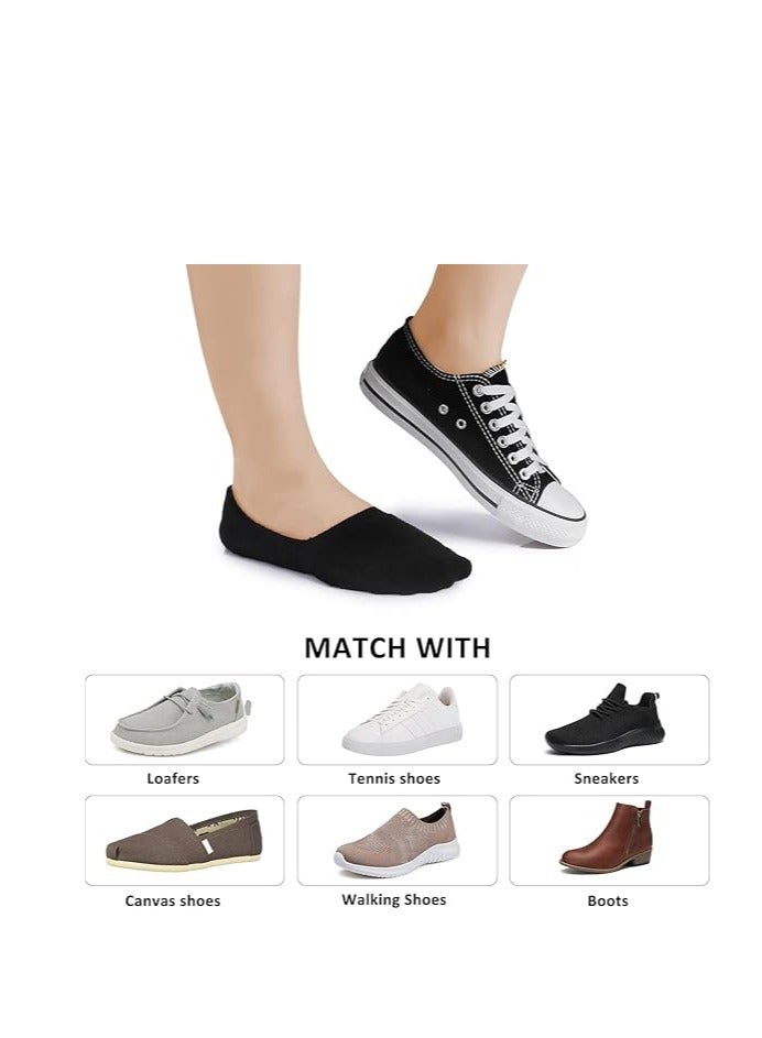 Diamond Toe 6 Pairs Mens Cushioned No-Show Sock - Combed Cotton Non-slip Loafer Sock - Invisible Liners - Size EU 40 to 45 (Black, Grey, White-6 Pairs) - Image 5