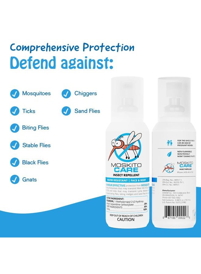 Moskinto Moskito Care 14hr Moisturizing Insect Repellent, 20% Picaridin, Water-Based, Effective Against Mosquitoes, Ticks, Sand Flies, Biting Flies, & No-See-ums - Image 4