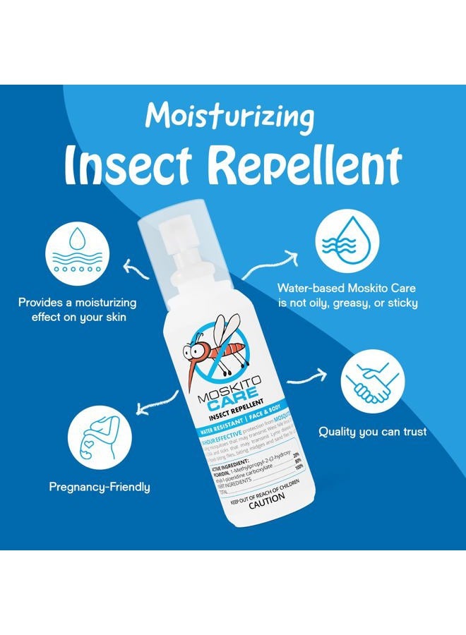 Moskinto Moskito Care 14hr Moisturizing Insect Repellent, 20% Picaridin, Water-Based, Effective Against Mosquitoes, Ticks, Sand Flies, Biting Flies, & No-See-ums - Image 2