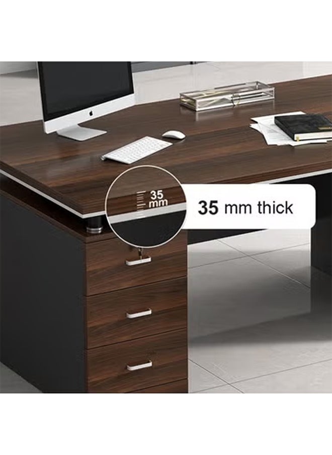 NKX - Modern Executive Office Desk Double Workstation with Storage Drawers and CPU Cabinet Computer Table for Home or Corporate office 140cm - Image 1