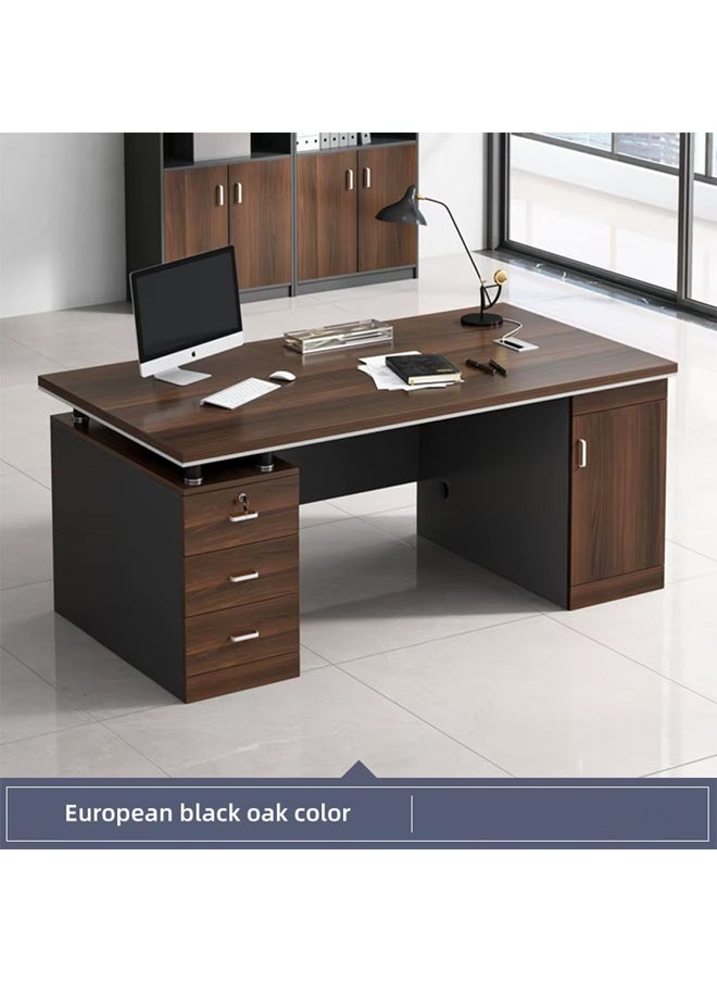 NKX - Modern Executive Office Desk Double Workstation with Storage Drawers and CPU Cabinet Computer Table for Home or Corporate office 140cm - Image 1