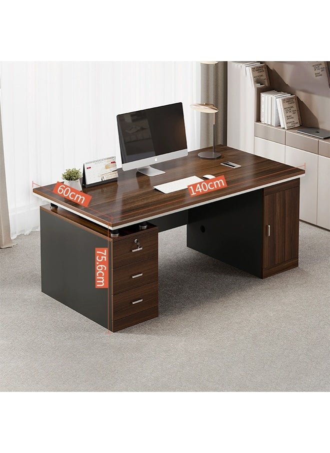 NKX - Modern Executive Office Desk Double Workstation with Storage Drawers and CPU Cabinet Computer Table for Home or Corporate office 140cm - Image 1