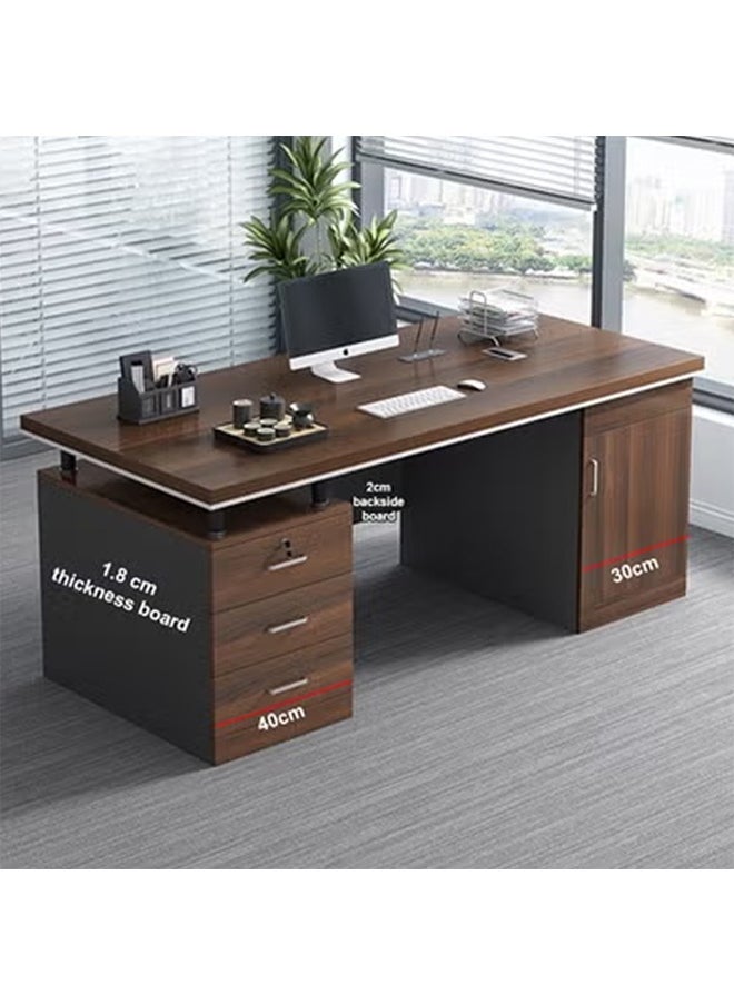 NKX - Modern Executive Office Desk Double Workstation with Storage Drawers and CPU Cabinet Computer Table for Home or Corporate office 140cm - Image 1