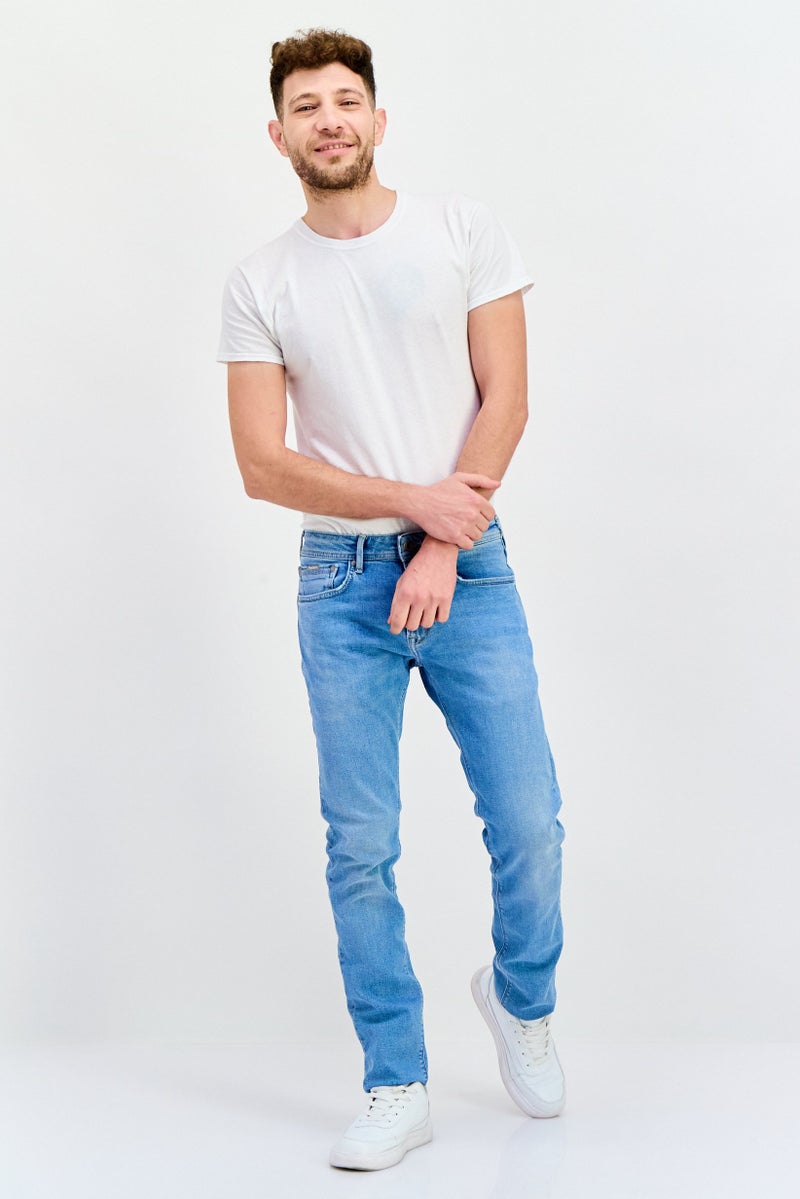 Pepe Jeans جينز دنيم مغسول للرجال بقصة عادية، أزرق - Image 3