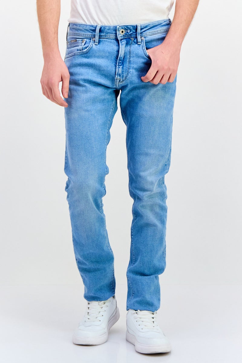 Pepe Jeans جينز دنيم مغسول للرجال بقصة عادية، أزرق - Image 1
