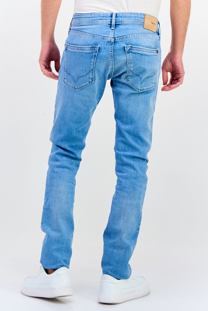 Pepe Jeans جينز دنيم مغسول للرجال بقصة عادية، أزرق - Image 4