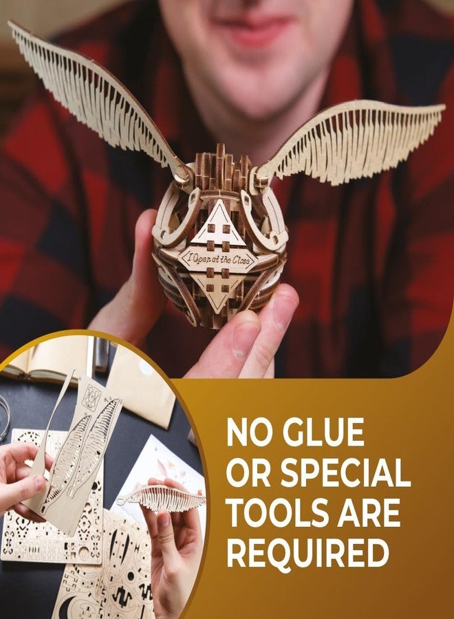 UGEARS Wooden 3D Puzzles for Adults - Harry Potter Golden Snitch Model Building Kits - 3D Puzzle Harry Potter Puzzle Set DIY Crafts - 3D Model Kits for Adults - 120 Pcs - Image 4