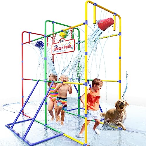 PUDDLE SPLASHERS حديقة مائية في الفناء الخلفي مع دلو تفريغ وعجلات رش للأطفال للعب بالماء في الهواء الطلق - Image 1