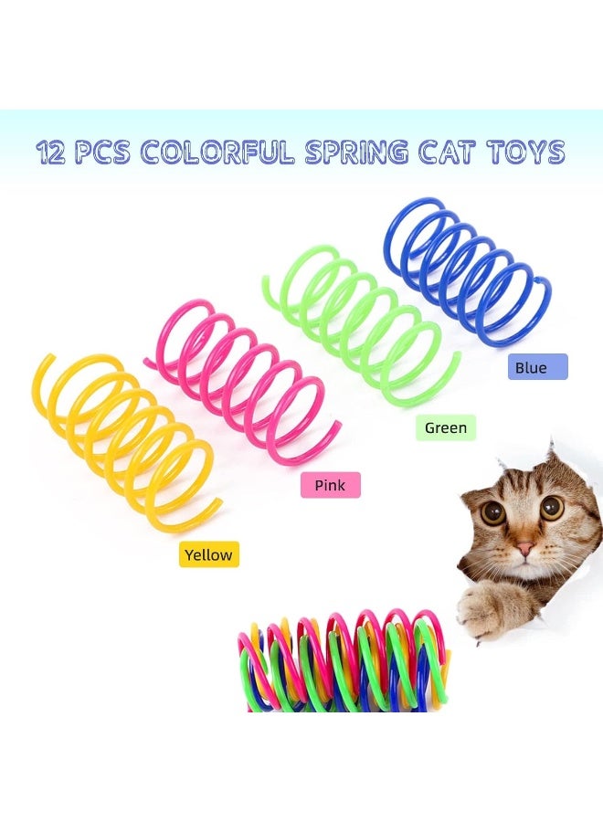 Mumoo Bear 12 Pcs Cat Colorful Springs Toys, Cat Creative Toys for Kittens, BPA Free Durable Heavy Plastic Interactive Toys to Kill Time and Keep Fit for Swatting, Biting, Hunting Kitten Toys - Image 2