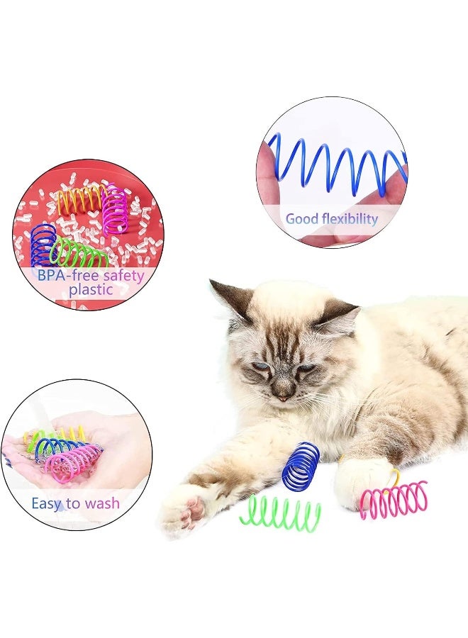Mumoo Bear 12 Pcs Cat Colorful Springs Toys, Cat Creative Toys for Kittens, BPA Free Durable Heavy Plastic Interactive Toys to Kill Time and Keep Fit for Swatting, Biting, Hunting Kitten Toys - Image 4