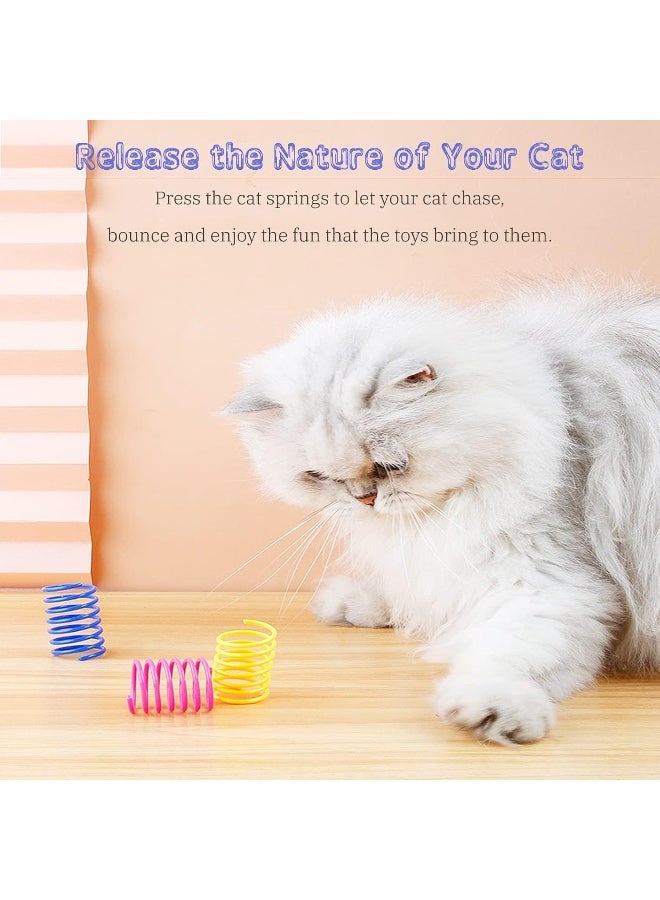 Mumoo Bear 12 Pcs Cat Colorful Springs Toys, Cat Creative Toys for Kittens, BPA Free Durable Heavy Plastic Interactive Toys to Kill Time and Keep Fit for Swatting, Biting, Hunting Kitten Toys - Image 5