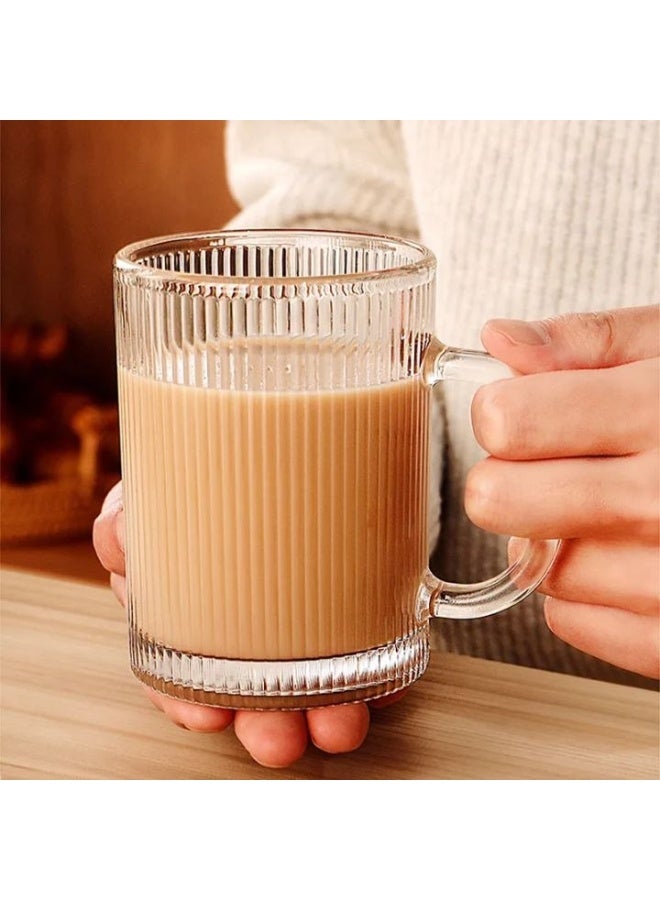 6-Piece Premium Ribbed Glass Tea & Coffee Mugs Set with Elegant Gold Rims (400 ml) - Image 4