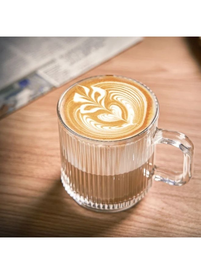 6-Piece Premium Ribbed Glass Tea & Coffee Mugs Set with Elegant Gold Rims (400 ml) - Image 1