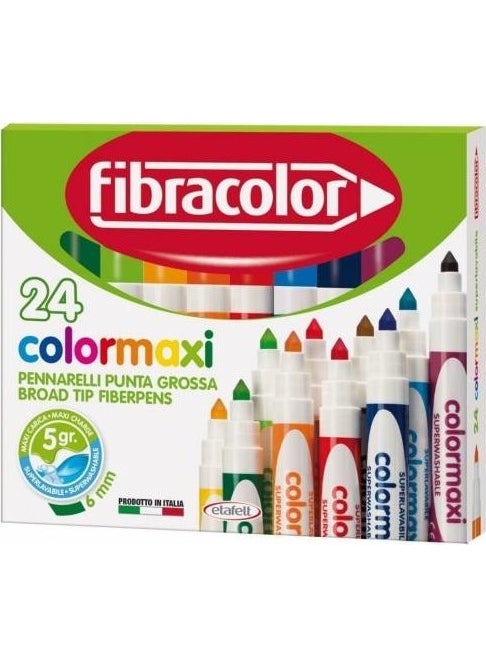 Fibracolor Color Maxi Jumbo Felt Tip Pen 24 Colors Water Based 