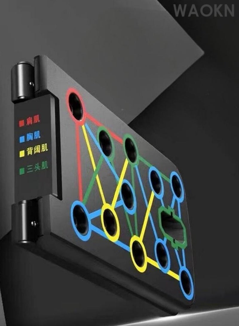 WAOKN Push Up Board Home Workout Equipment Multi-Functional Pushup Bar System Fitness Floor Chest Muscle Exercise Professional Equipment Burn Fat Strength Training Arm Foldable Push Up Handles for Floor to Strengthen Arms, Core and Back, Portable Home Gym Strength Training Equipment for Men and Women - Image 2