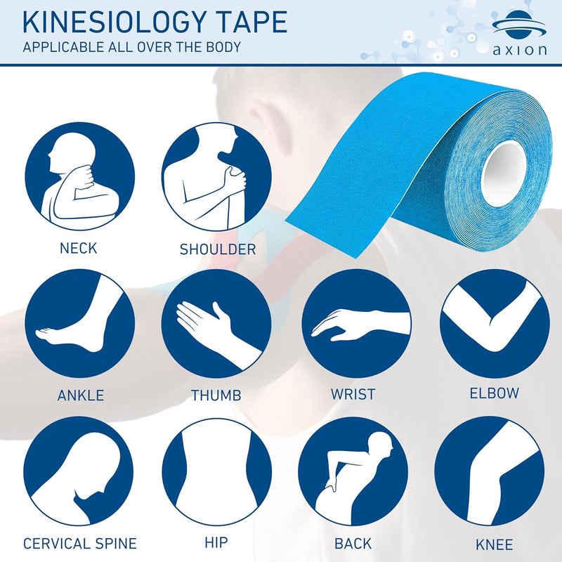 Axion Kinesiology Tape Uncut | 2 Rolls of Athletic Sports Tape in Black and Blue | 16ft Length and 2'' Width per Roll | Waterproof • Skin-Friendly • Elastic | Ideal for Sports | - Image 3