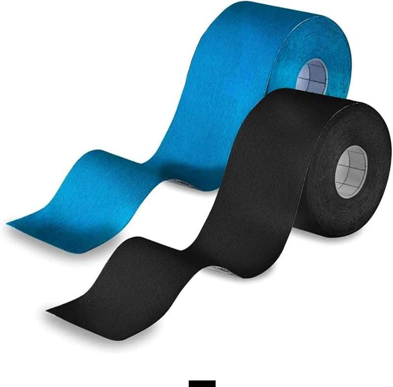 Axion Kinesiology Tape Uncut | 2 Rolls of Athletic Sports Tape in Black and Blue | 16ft Length and 2'' Width per Roll | Waterproof • Skin-Friendly • Elastic | Ideal for Sports | - Image 1