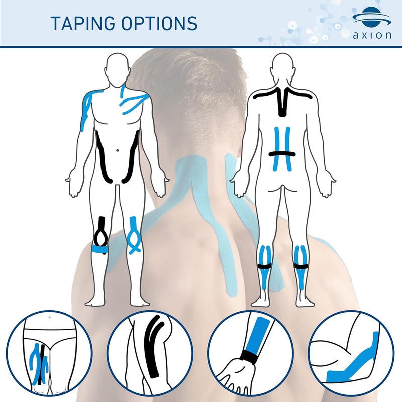 Axion Kinesiology Tape Uncut | 2 Rolls of Athletic Sports Tape in Black and Blue | 16ft Length and 2'' Width per Roll | Waterproof • Skin-Friendly • Elastic | Ideal for Sports | - Image 5