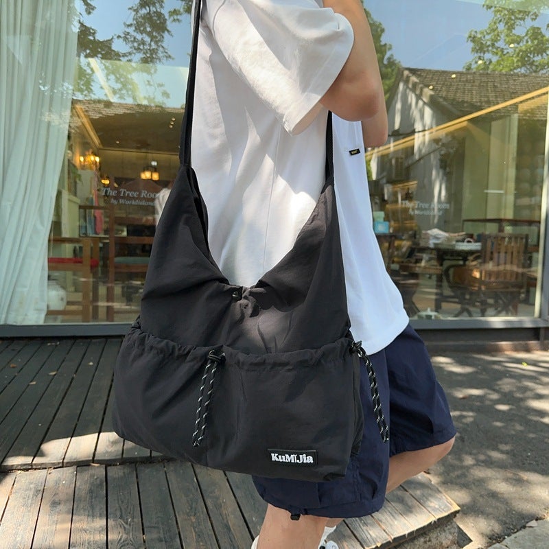 Japanese Style Drawstring Crossbody Bag Men'S Casual Sports Large Capacity Shoulder Bag Commuter Lightweight Backpack Trendy Women'S - Image 4