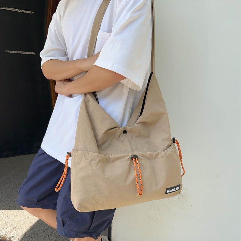 Japanese Style Drawstring Crossbody Bag Men'S Casual Sports Large Capacity Shoulder Bag Commuter Lightweight Backpack Trendy Women'S - Image 2
