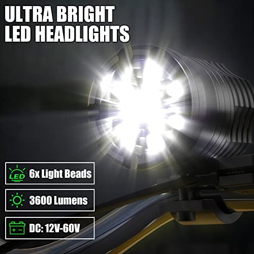 PAKRYS Motorcycle Driving Lights 12-60V 40W 3600LM LED Fog Lights for ATV UTV Bike Car Truck Boat Forklift Waterproof LED Spotlights with 6 Light Beads High Low Strobe Beam Switch Universal (Black 2) - Image 2