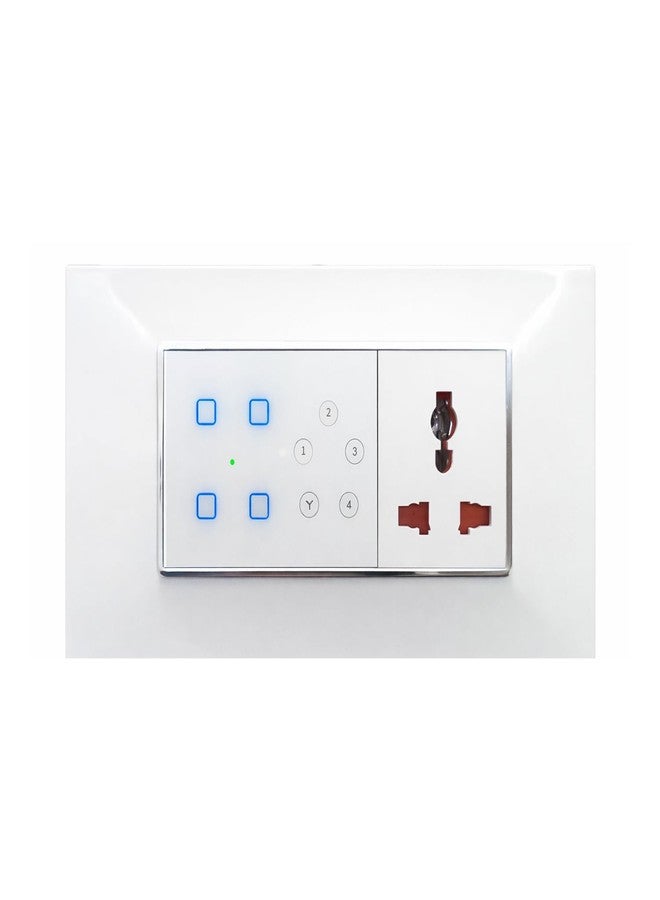 Smarteefi Touch 5 Port (3 Smart Switch and 1 Smart Fan Regulator, 1 Smart Plug) Modular WiFi, Compatible with Alexa & Google Home, White (Size: 6M (220mmx90mmx40mm)) - Image 1