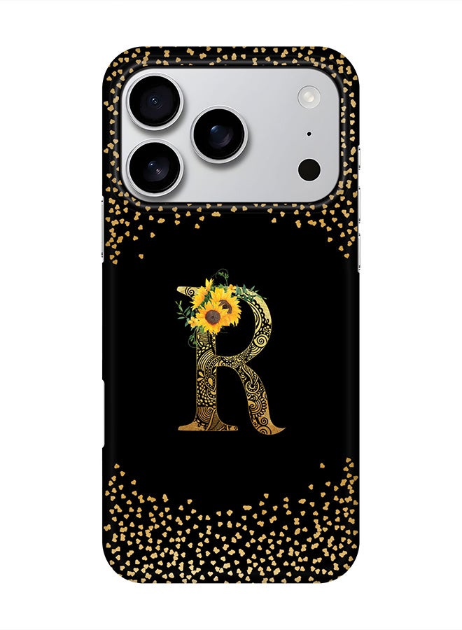 Stylizedd For iPhone 17 Pro,Case, [Compatible with MagSafe] Magnetic cover Slim fit Protection Matte, - Custom Floral Monogram - R ( Black )