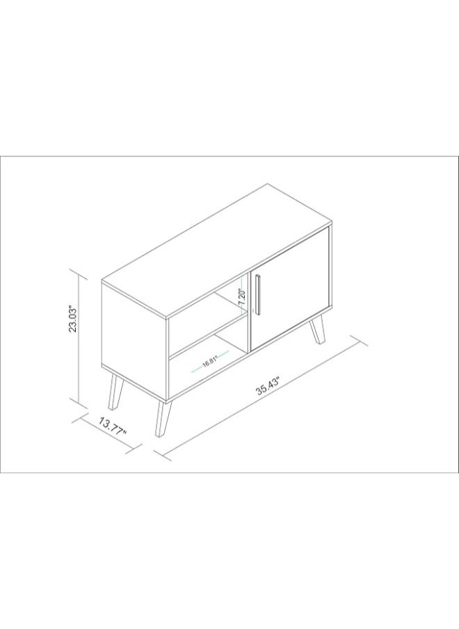 Home Box Wooden Storage Cabinet Cupboard Mid Century 3 Shelf Living Room TV Stand, White Mdp 58.5 x 90 x 35 cm  - Image 3