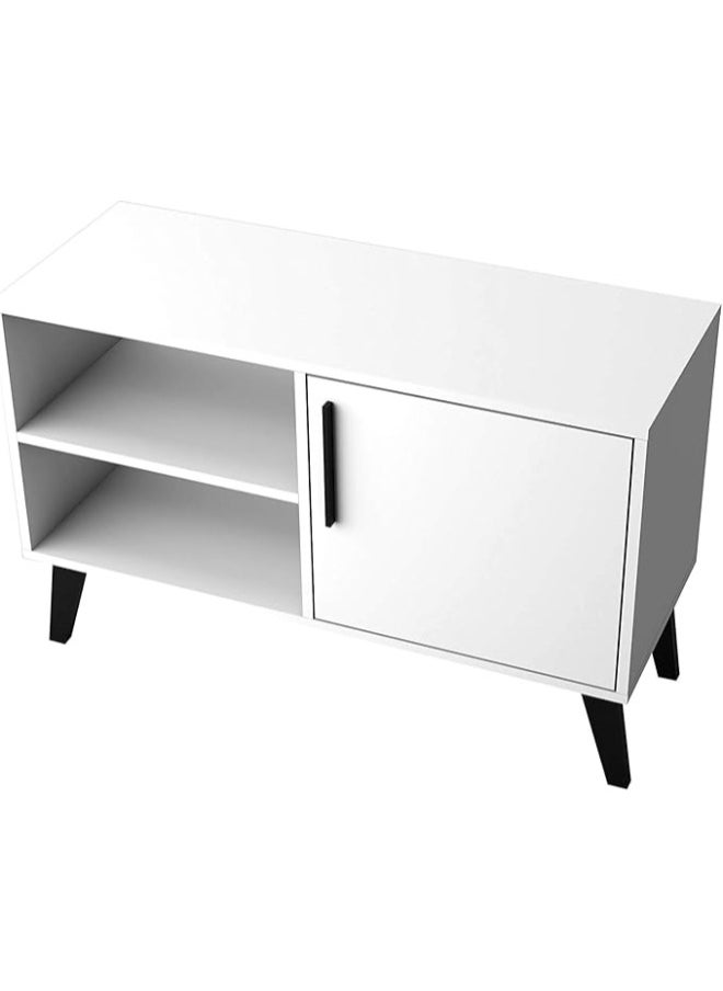 Home Box Wooden Storage Cabinet Cupboard Mid Century 3 Shelf Living Room TV Stand, White Mdp 58.5 x 90 x 35 cm  - Image 5