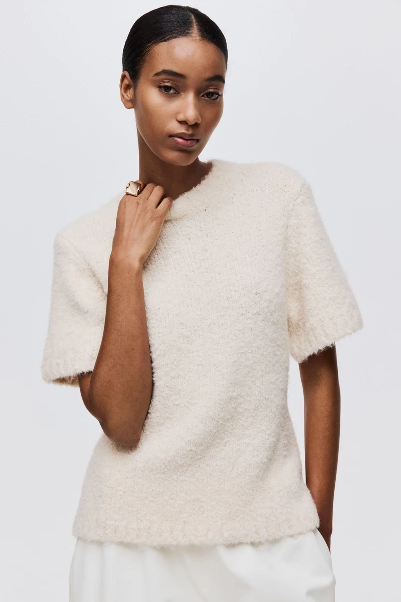 H&M Bouclé-knit T-shirt