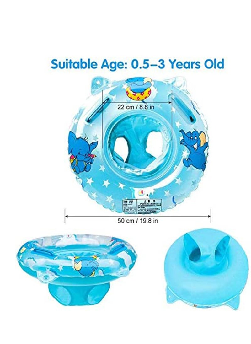 Excefore Baby Swimming Float Two Handle Inflatable Baby Swim Ring Swimming Pool Water Toy Baby's Underarm Swimming Circle Deepen Lap Seat With Leg Hole Elephant Pattern for Kids  - Image 2