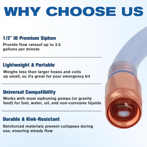 wadoy Shaker Siphon Hose 1/2",Gas Siphon Pump for Gasoline/Fuel/Water Transfer,Safety Self Priming Hose (10ft) - Image 4