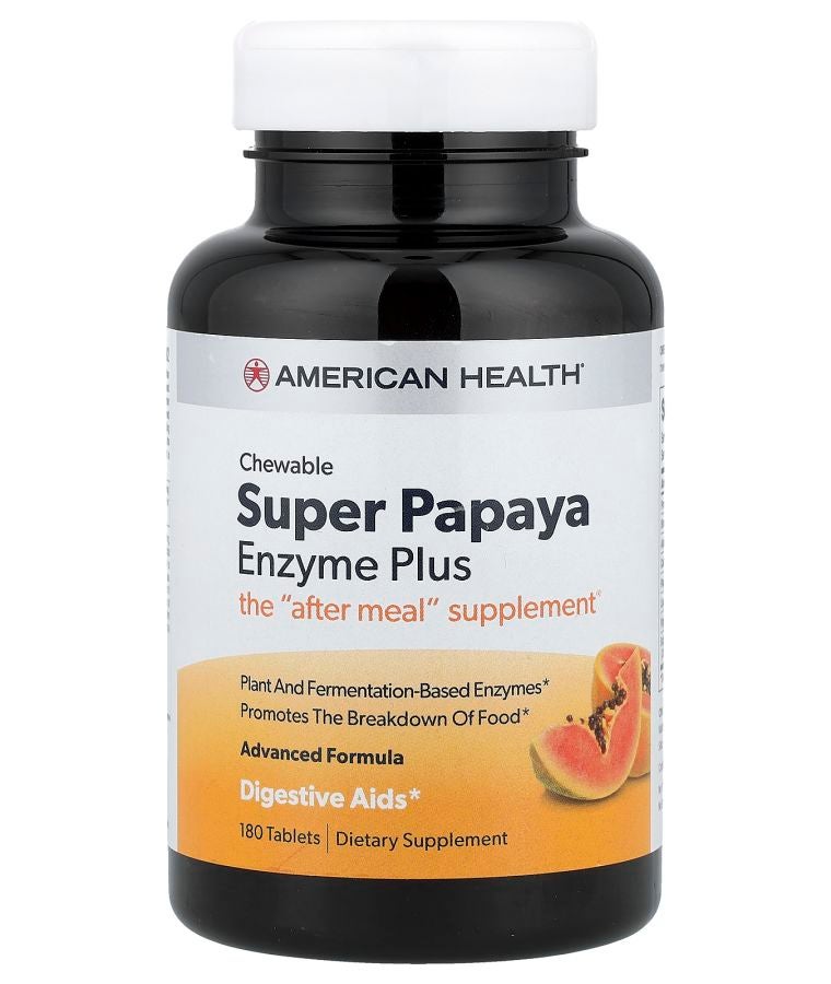 American Health Super Papaya Enzyme Plus Chewable 180 Tablets
