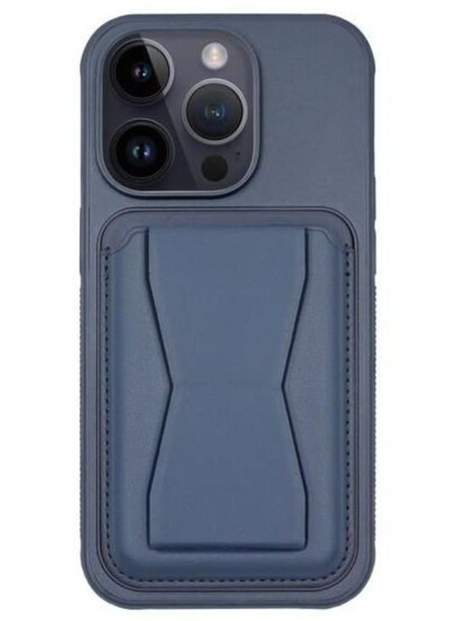 MYK Wallet Case Compatible with iPhone12, Leather Case with Card Holder, Magnetic Detachable Card Slot with Stand (Navy Blue) - Image 1