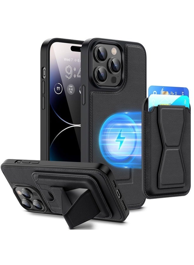 MYK Wallet Case Compatible with iPhone12, Leather Case with Card Holder, Magnetic Detachable Card Slot with Stand (Navy Blue) - Image 2