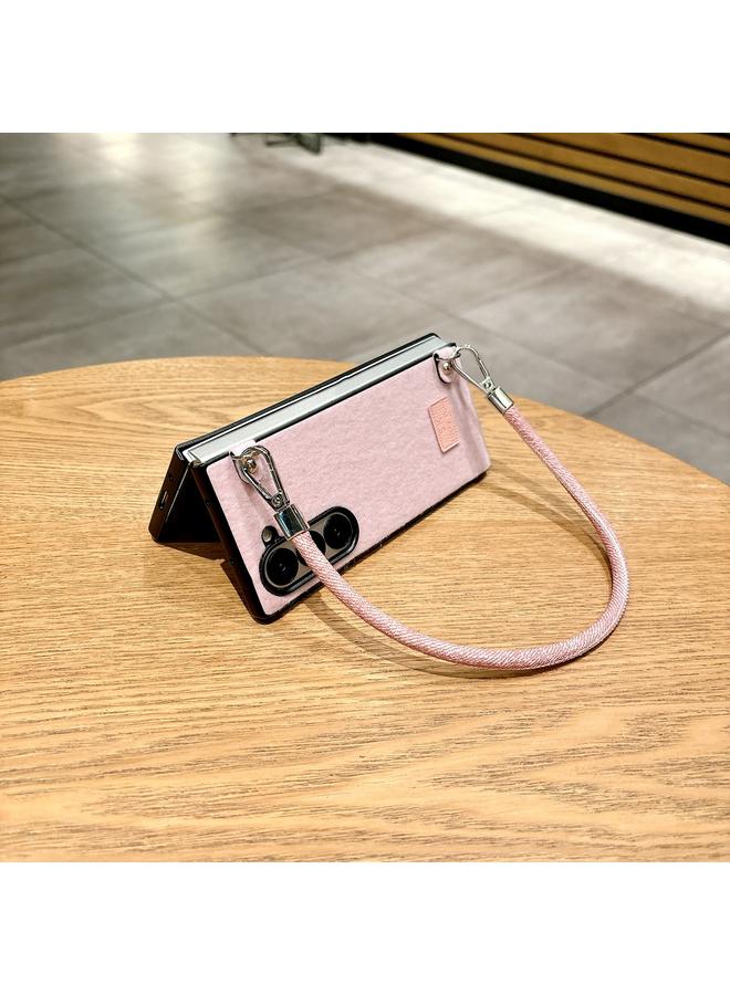 erorex Case For Samsung Galaxy Z Fold Special Comfortable Short Plush Full Coverage Phone Case with Wrist Strap  - Image 3