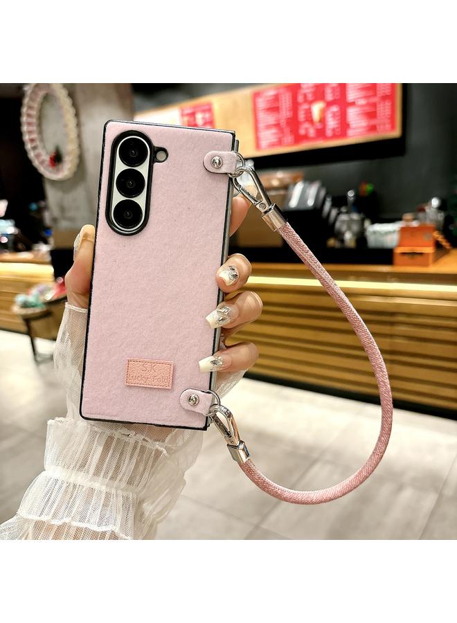 erorex Case For Samsung Galaxy Z Fold Special Comfortable Short Plush Full Coverage Phone Case with Wrist Strap  - Image 2