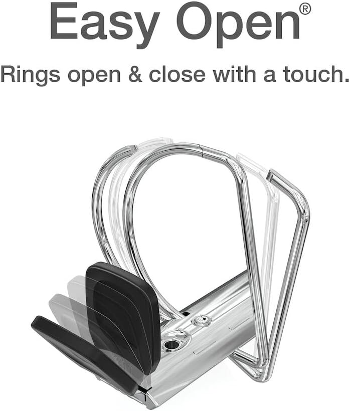 Cardinal 3 Ring Binder, 1.5 Inch Premier Easy Open Binder, ONE-Touch Locking Slant-D Rings, 400-Sheet Capacity, ClearVue Cover, PVC-Free, Black (10311) (10310) - Image 3