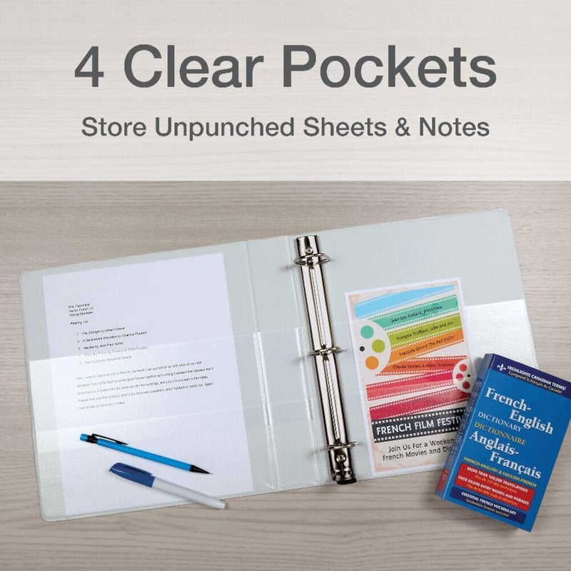 Cardinal 3 Ring Binder, 1.5 Inch Premier Easy Open Binder, ONE-Touch Locking Slant-D Rings, 400-Sheet Capacity, ClearVue Cover, PVC-Free, Black (10311) (10310) - Image 5