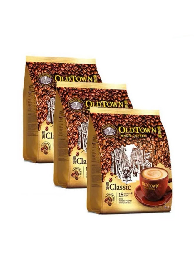 OLDTOWN, 3 in 1, Instant white coffee, Classic original, 525g (35g*15), 3packs, Malaysia - Image 1