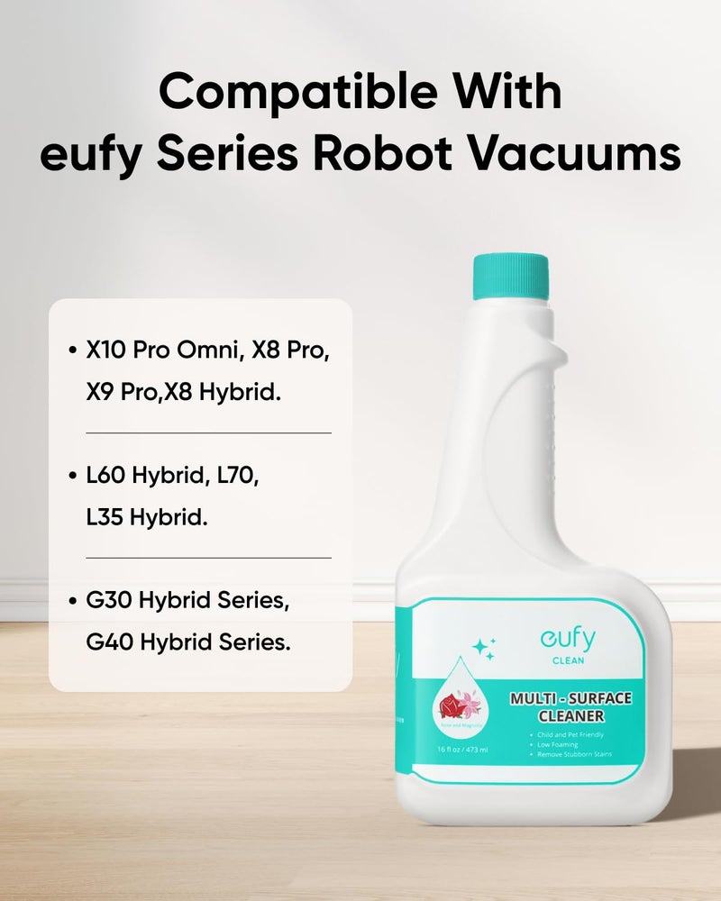 eufy محلول تنظيف الأرضيات الصلبة من يوفاي روبوفاك (زجاجتان)، نسبة التخفيف 1:200، 473 مل، منظف أرضيات، صديق للبيئة، نباتي، متوافق مع أومني C20، X8 برو، X10 أومني، سلسلة G، سلسلة L - Image 5