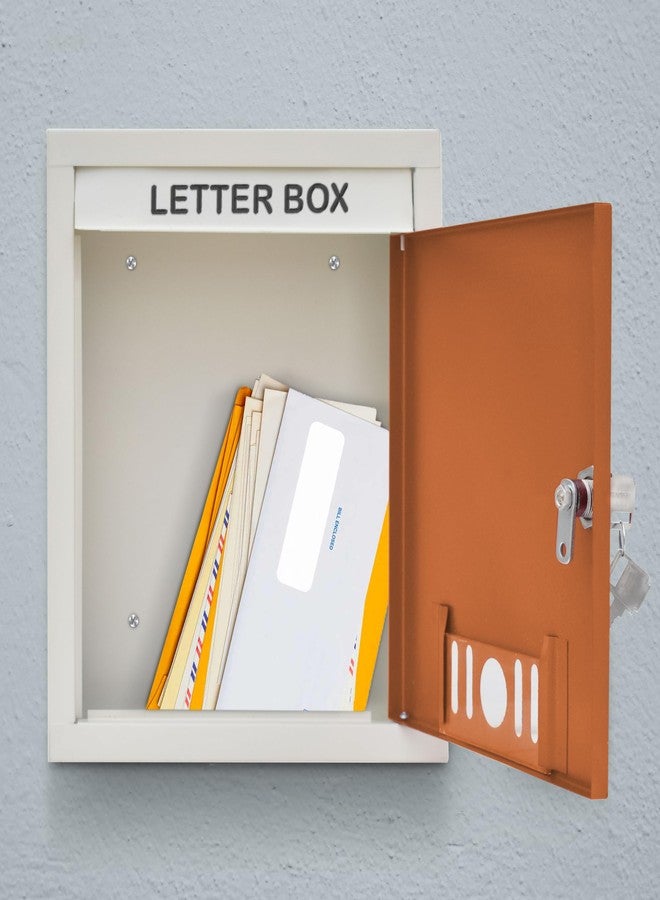 Planet Letter Box/Wall Mount Mailbox/Post Box/Letter Box for Home gate/A4 Size Complaint Box/Suggestion Box/Donation Box with Key Lock (Orange & Ivory) - Image 4